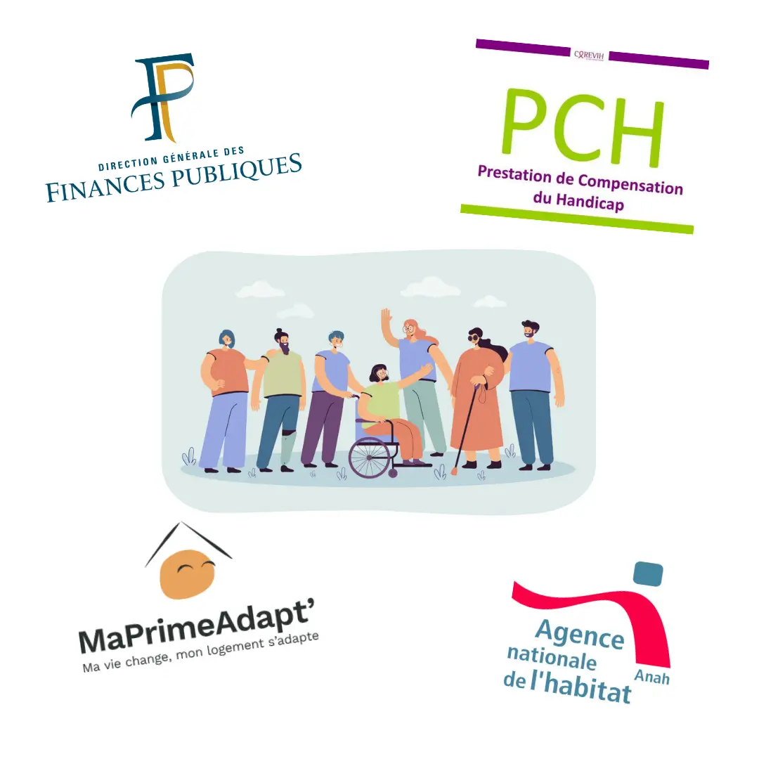 Logos des aides disponibles pour monte escalier